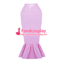lockable pink PVC fishtail hobble skirt unisex Tailor-made[G3890]