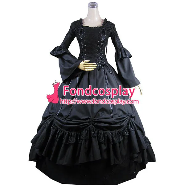 Gothic Lolita Punk Medieval Gown Black Long Evening Dress Jacket Tailor-Made[CK1429]