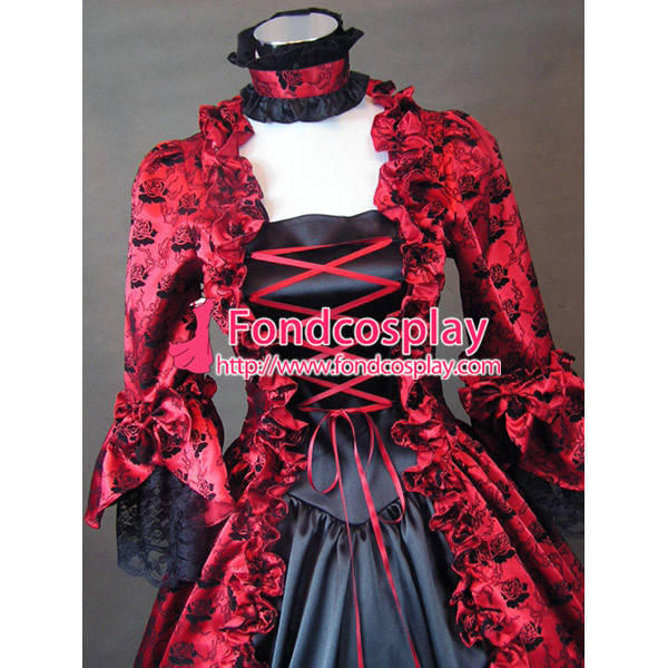 Gothic Lolita Punk Medieval Gown Red Ball Long Evening Dress Jacket Tailor-Made[CK1390]