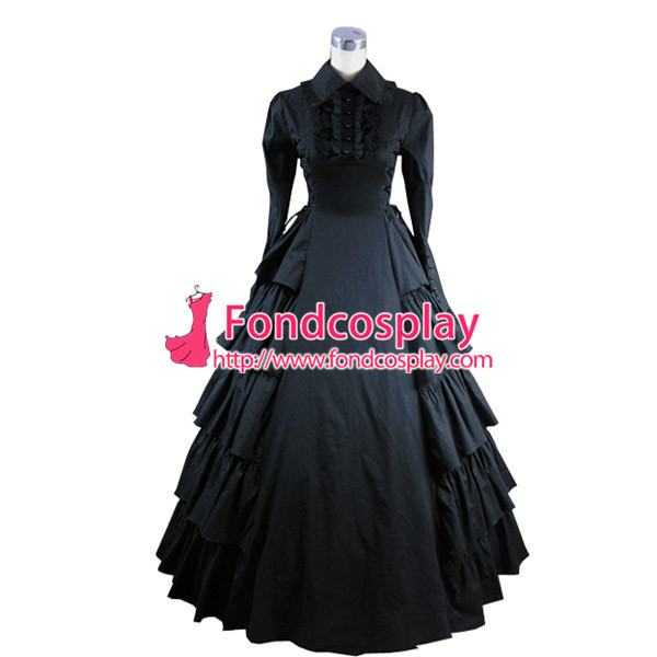 Gothic Lolita Punk Medieval Gown Black Ball Long Evening Dress Jacket Tailor-Made[CK1392]