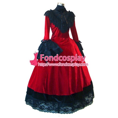 J-Rock Red Velvet Dress Gothic Punk Tailor-Made[G1618]