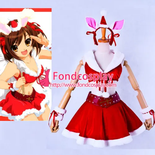 Suzumiya Haruhi No Yuuutsu-Suzumiya Haruhi Christmas Velvet Dress Cosplay Costume Custom-Made[G853]