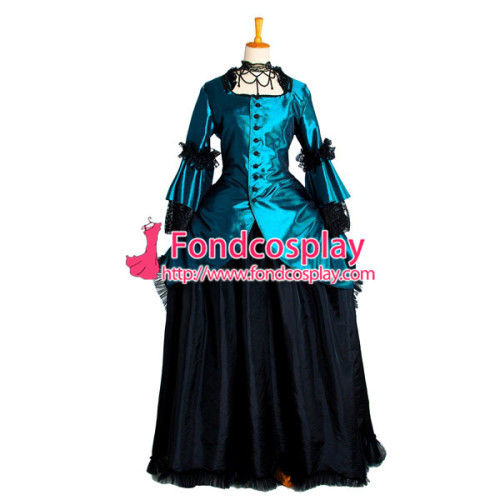 Blue Gothic Punk Elegant Ball Medieval Gown Victorian Dress Cosplay Costume Custom-Made[G1005]