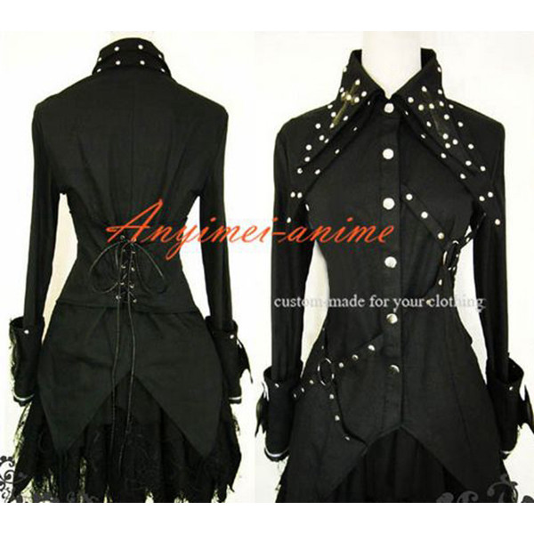 Gothic Lolita Punk Fashion Black Jacket Coat Dress Cosplay Costume Tailor-Made[CK1137]