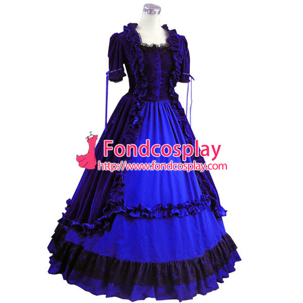 Gothic Lolita Punk Gown Ball Velvet Long Dress Evening Dress Final Fantasy Vii- Cloud Strife Cosplay Costume Tailor-Made[CK1385]