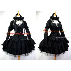 Gothic Lolita Dark Punk Black Cotton Dress Cosplay Costume Custom-Made[G647]