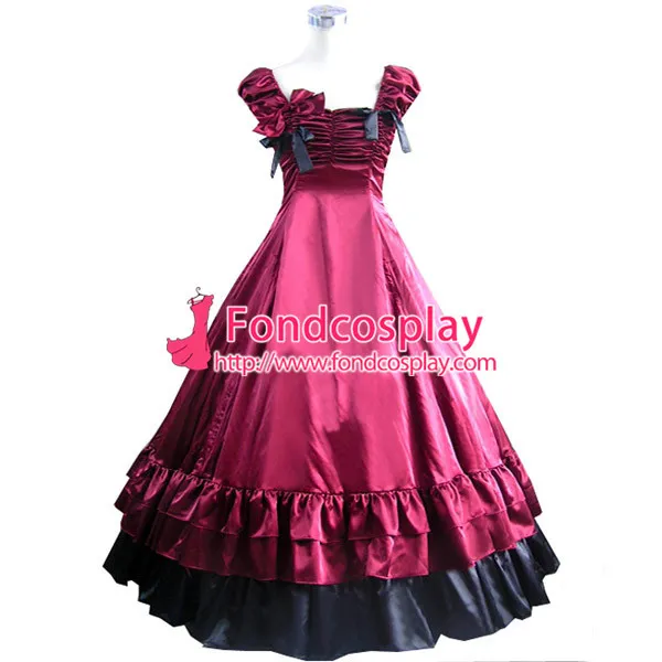 Gothic Lolita Punk Medieval Gown Crimson And Black Ball Long Evening Dress Jacket Tailor-Made[CK1376]