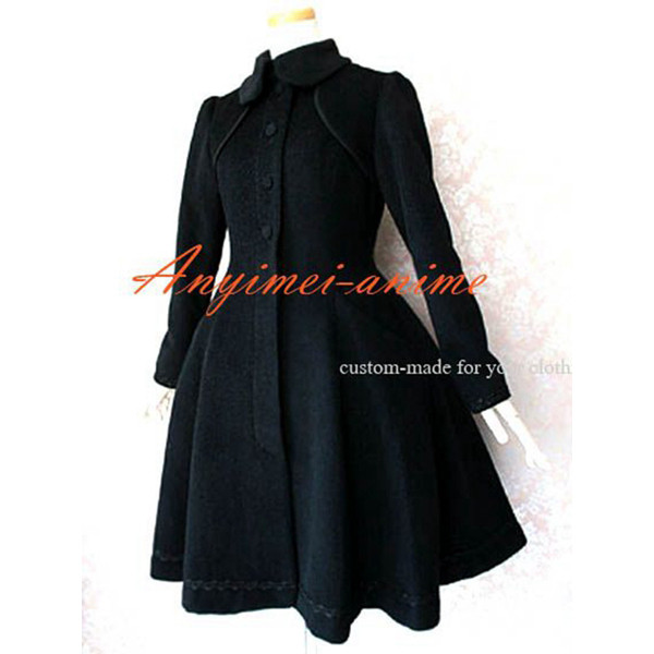 Gothic Lolita Punk Black Wool Coat Jacket Dress Cosplay Costume Tailor-Made[CK1210]