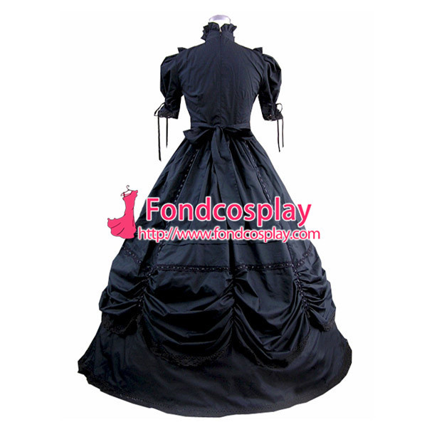 Gothic Lolita Punk Medieval Gown Black Ball Long Evening Dress Jacket Tailor-Made[CK1382]
