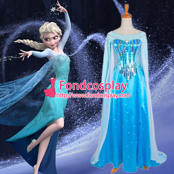Princess Elsa Dress From For Girls Children Movie Cosplay Costume Custom-Made[G1225]