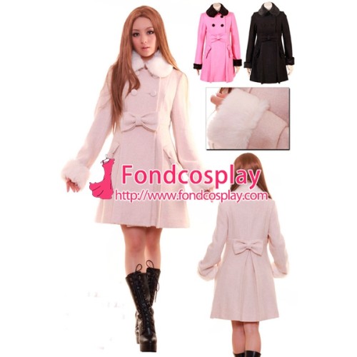 Women Gothic Lolita Punk Dress Sweet Fashion Pink Wool Coat Jacket Tailor-Made[CK1340]