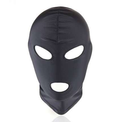 Fun games Black Piece Sexy Head Mask Slave Open Mouth SM Bondage Kinky
