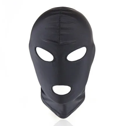 Fun games Black Piece Sexy Head Mask Slave Open Mouth SM Bondage Kinky