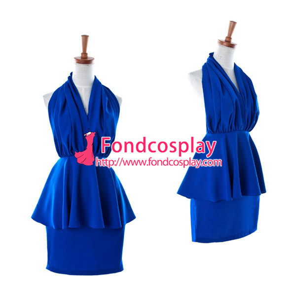 Lovely Lolita Blue Backless Dress Cosplay Costume Tailor-Made[G942]