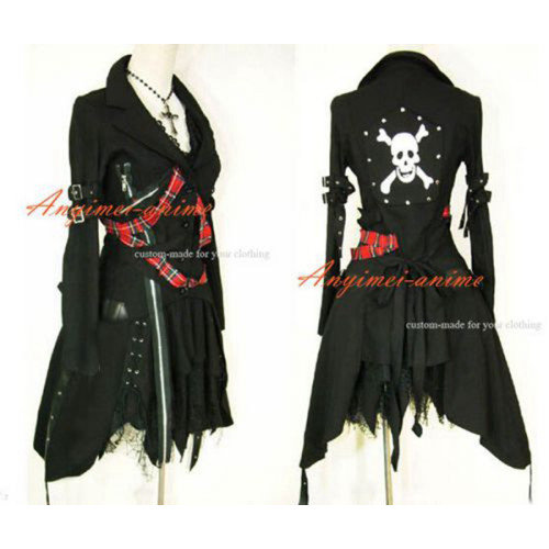 Gothic Lolita Punk Fashion Black Jacket Coat Dress Cosplay Costume Tailor-Made[CK1138]