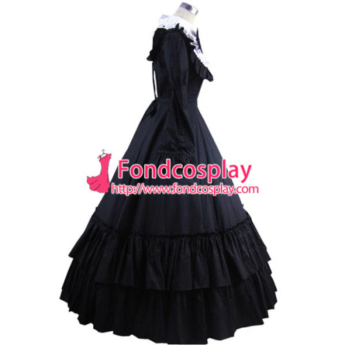 Gothic Lolita Punk Medieval Gown Black Ball Long Evening Dress Jacket Tailor-Made[CK1403]