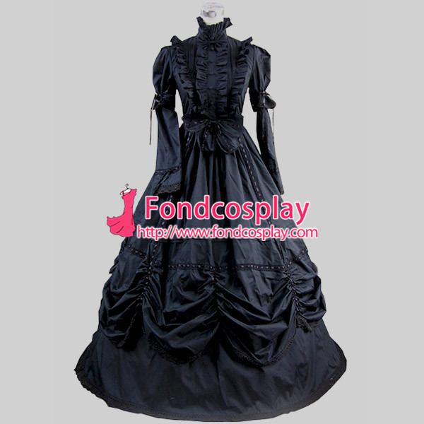 Gothic Lolita Punk Medieval Gown Black Ball Long Evening Dress Jacket Tailor-Made[CK1382]
