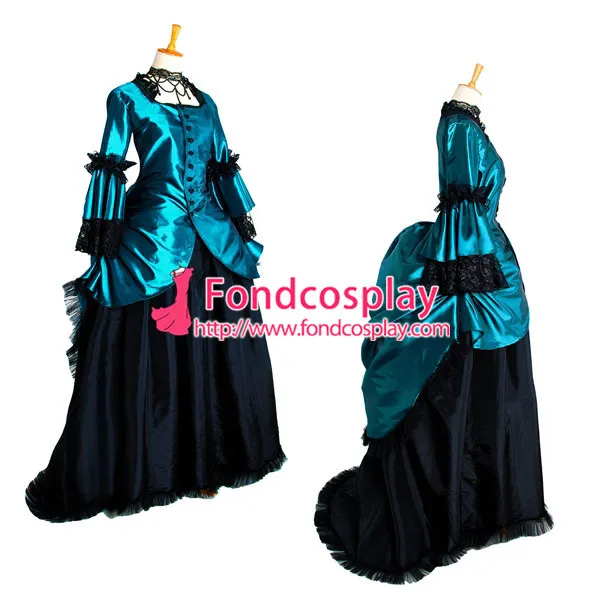 Blue Gothic Punk Elegant Ball Medieval Gown Victorian Dress Cosplay Costume Custom-Made[G1005]