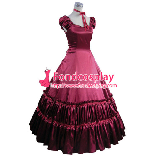 Gothic Lolita Punk Medieval Gown Crimson Ball Long Dress Evening Dress Tailor-Made[CK1442]