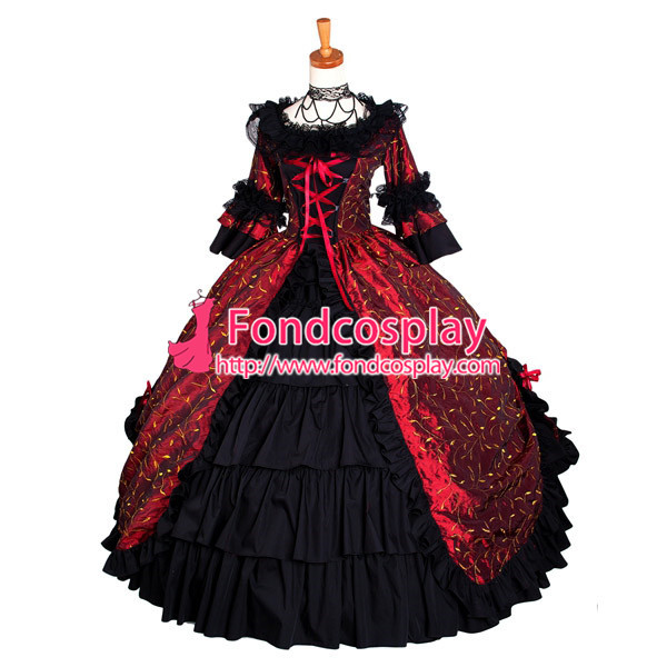Victorian Rococo Medieval Gown Ball Dress Gothic Embroidered Tafetta Cosplay Costume Tailor-Made[G761]