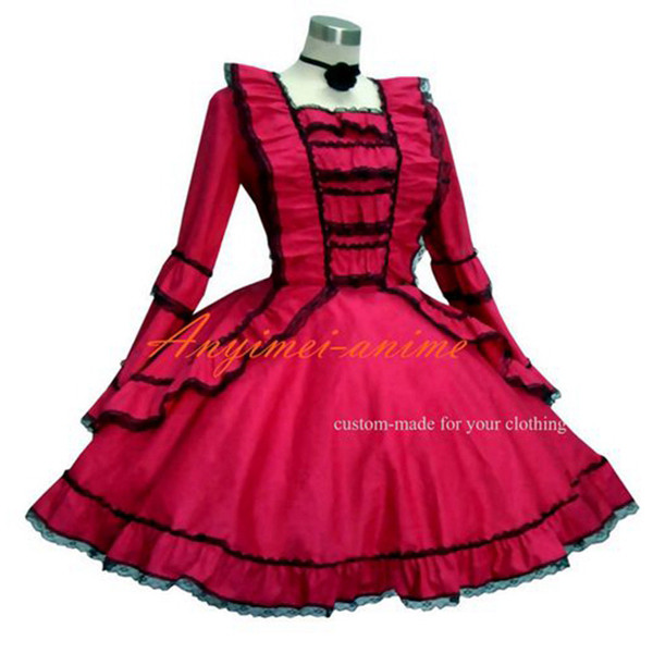 fondcosplay adult sexy cross dressing sissy maid short Gothic lolita sweet red Cotton dress cosplay costume CD/TV[G332]
