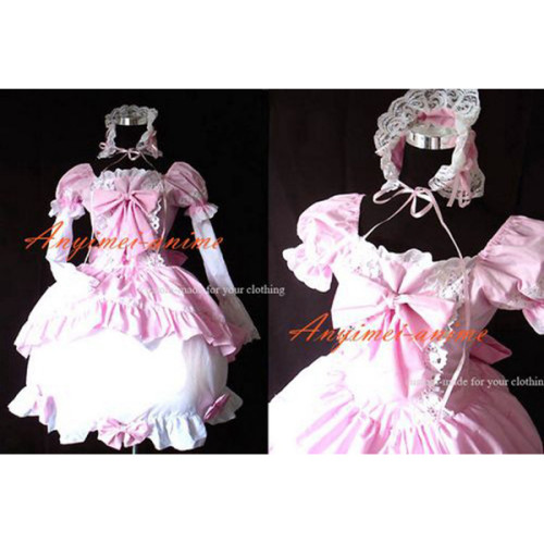 Gothic Lolita Punk Sweet Fashion Dress Pink Bowknot Maid Dress Cosplay Costume Custom-Made[CK1267]