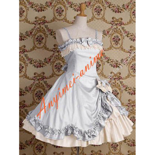 Gothic Lolita Punk Sweet Fashion Dress Baby Blue And White Cotton Dress Cosplay Costume Tailor-Made[CK1314]