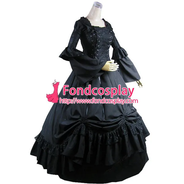 Gothic Lolita Punk Medieval Gown Black Long Evening Dress Jacket Tailor-Made[CK1429]