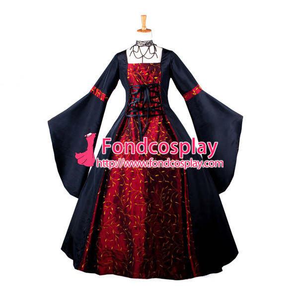 Elegant Gothic Ball Medieval Gown Long Sleeve Victorian Dress Cosplay Costume Custom-Made[G1052]