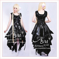 Chobits-Chii Black Pvc Dress Cosplay Costume Tailor-Made[G649]