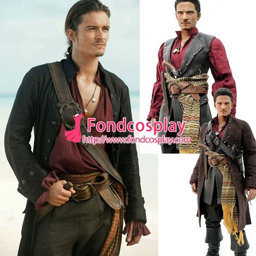 Pirates Of The Caribbean-Jack Sparrow Costume Johnny Depp Moive Cosplay Tailor-Made[G1431]