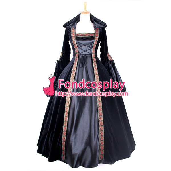 Victorian Rococo Medieval Gown Miko Ball Dress Gothic Punk Velvet Cosplay Costume Tailor-Made[G205]