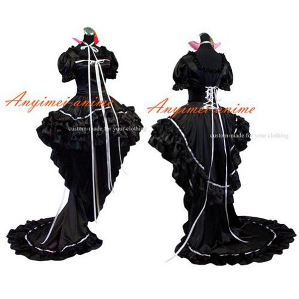 Chobits-Chii Black Satin Dress Cosplay Costume Tailor-Made[G426]