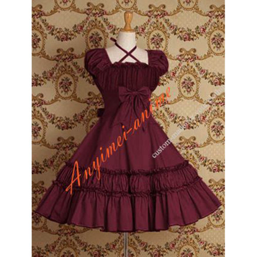 Gothic Lolita Punk Sweet Fashion Dress Fuchsia Cotton Dress Cosplay Costume Tailor-Made[CK1313]