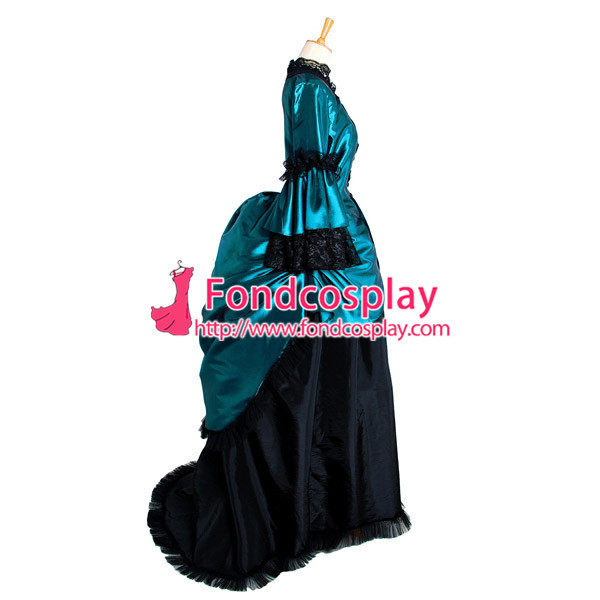 Blue Gothic Punk Elegant Ball Medieval Gown Victorian Dress Cosplay Costume Custom-Made[G1005]
