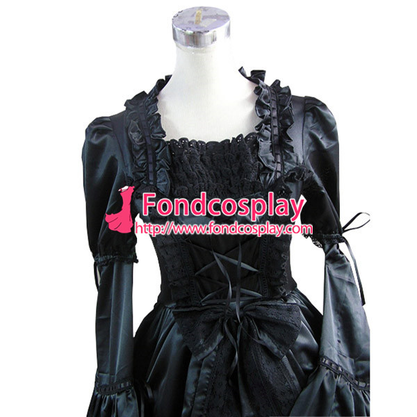 Gothic Lolita Punk Medieval Gown Black Ball Long Evening Dress Jacket Tailor-Made[CK1407]