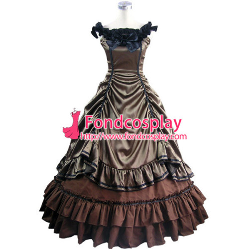 Gothic Lolita Punk Medieval Gown Brown Long Evening Dress Jacket Tailor-Made[CK1420]