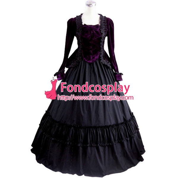 Gothic Lolita Punk Medieval Gown Black Long Evening Dress Jacket Tailor-Made[CK1423]