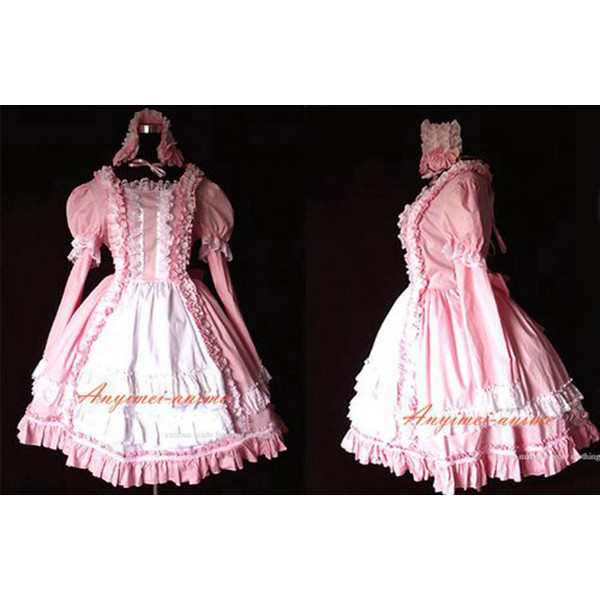 Gothic Lolita Punk Sweet Fashion Dress Pink Maid Dress Cosplay Costume Custom-Made[CK1280]