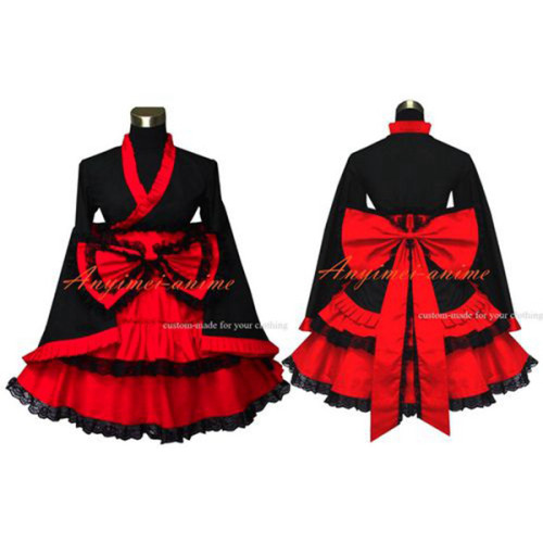 Gothic Lolita Punk Japan Kimono Dress Cosplay Costume Custom-Made[G545]