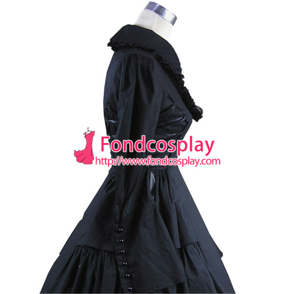 Gothic Lolita Punk Medieval Gown Black Ball Long Evening Dress Jacket Tailor-Made[CK1392]