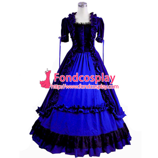 Gothic Lolita Punk Gown Ball Velvet Long Dress Evening Dress Final Fantasy Vii- Cloud Strife Cosplay Costume Tailor-Made[CK1385]