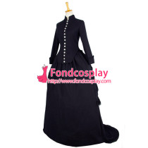 Black Victorian Rococo Medieval Gown Gothic Ball Dress Cosplay Costume Custom-Made[G845]