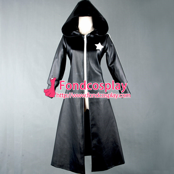 Faux Leather Black Rock Shooter Coat Jacket Cosplay Costume Tailor-Made[G767]