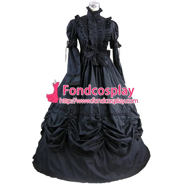 Gothic Lolita Punk Medieval Gown Black Ball Long Evening Dress Jacket Tailor-Made[CK1382]