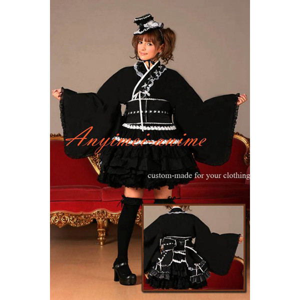 Gothic Lolita Punk Sweet Fashion Dress Japan Black Kimono Cosplay Costume Tailor-Made[CK1309]