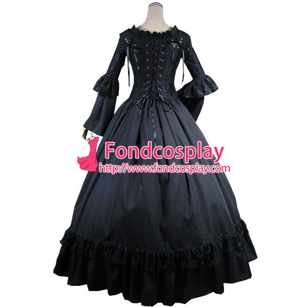 Gothic Lolita Punk Medieval Gown Black Long Evening Dress Jacket Tailor-Made[CK1429]