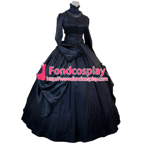 Gothic Lolita Punk Medieval Gown Black Long Evening Dress Jacket Tailor-Made[CK1432]