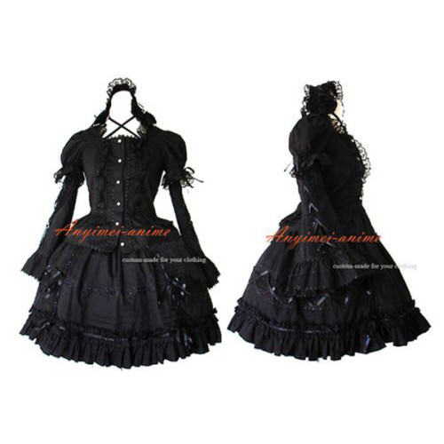 Gothic Lolita Punk Sweet Fashion Dress Black Maid Dress Cosplay Costume Custom-Made[CK1279]
