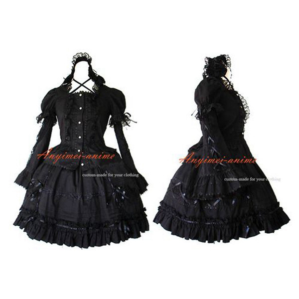 Gothic Lolita Punk Sweet Fashion Dress Black Maid Dress Cosplay Costume Custom-Made[CK1279]